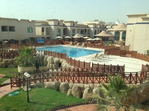 The courtyard and pool area.  This is looking out of my living room and bedroom windows.  I even have a small deck but it's still over 100 degrees every day so too hot to hang out.