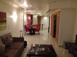 Looking through my new apartment toward the entry.  The bedroom is on the right.