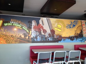 I had to take a picture of this mural.  This is in the Hardee's across the street from the office where I work.  Just a little reminder of home!!